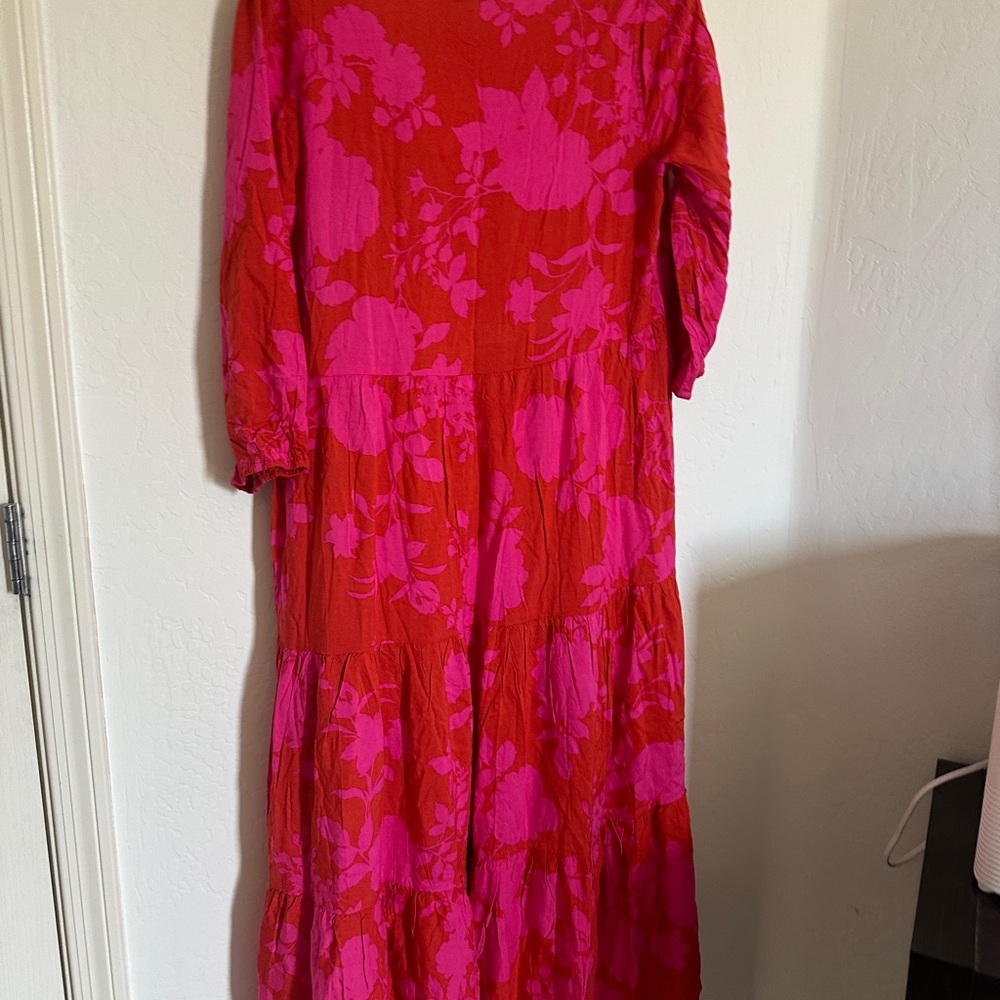 Petal & Pup Red and Pink Floral Midi Dress - Picture 4 of 4